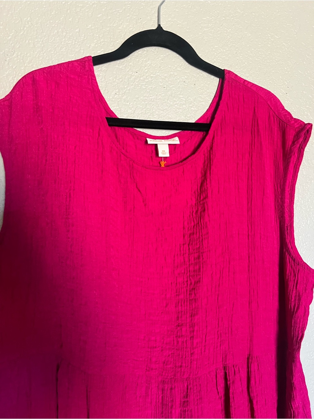 Knox Rose Hot Pink Tiered Mini Dress XXL NWT Sleeveless Boho Cottagecore Pockets - Picture 2 of 5